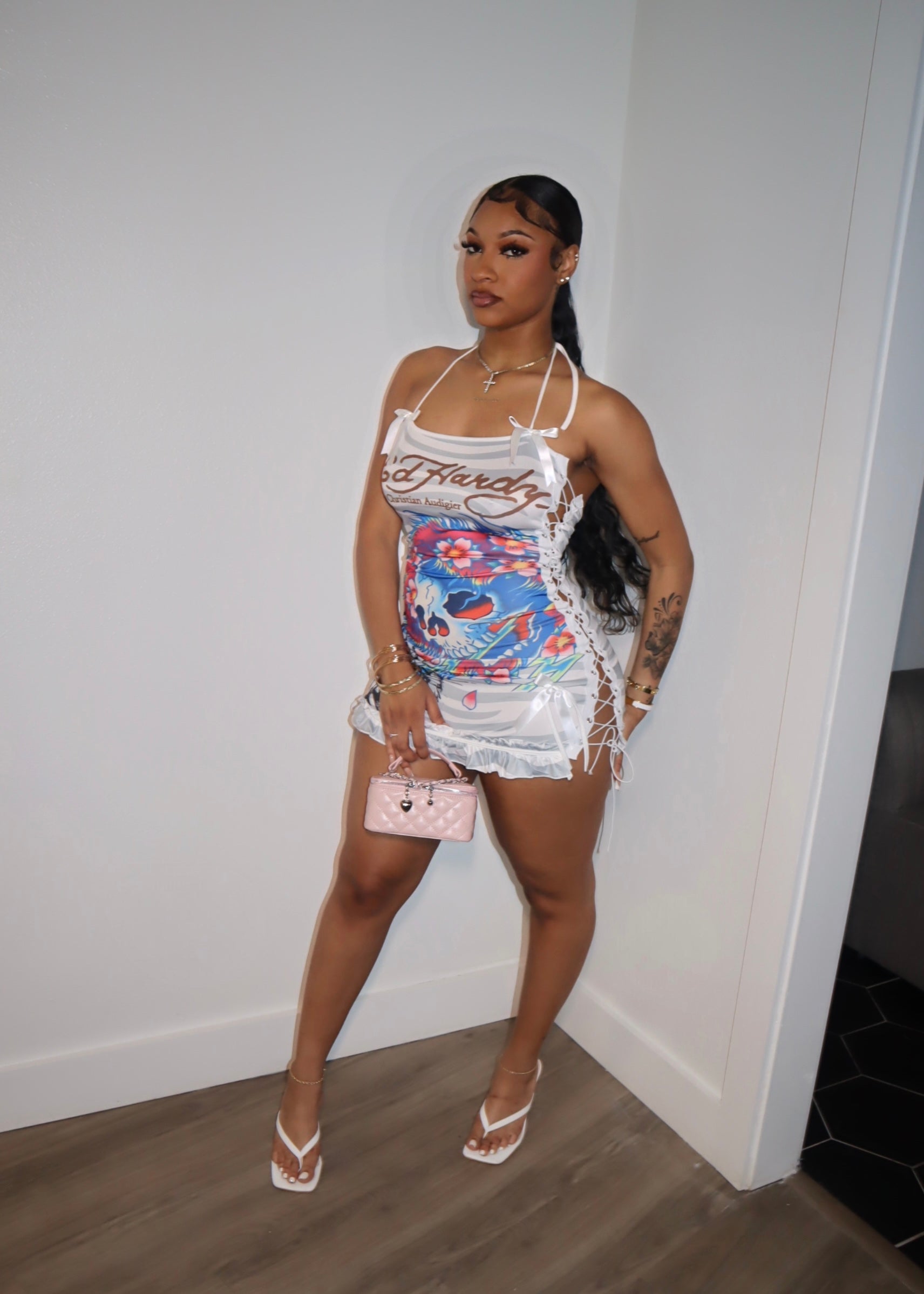 Ed Hardy Lace Up Dress – Blissful Lyfestyle