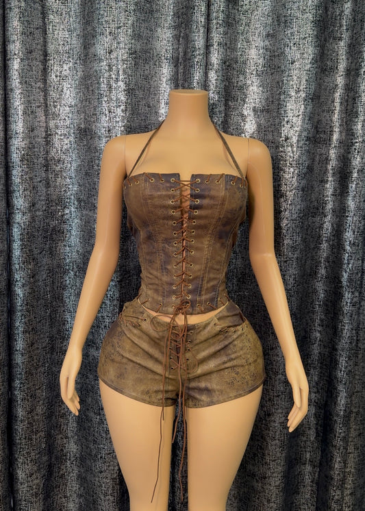 Rodeo Leather Shorts Set